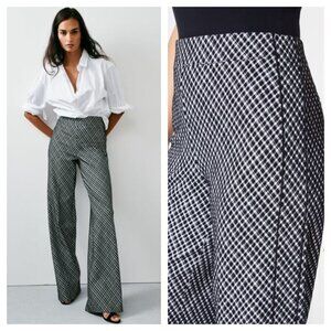 SPANX Smooth Perfectfit Ponte Wide Leg Pant L Jacquard Black/White